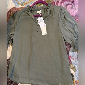Nordstrom Olive Button-Up Blouse